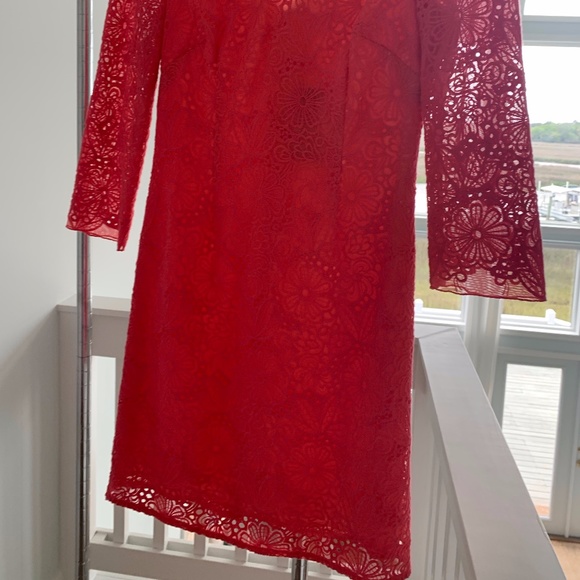 NEW! Lilly Pulitzer Island Coral Lace Dress Size 0 - Picture 6 of 11